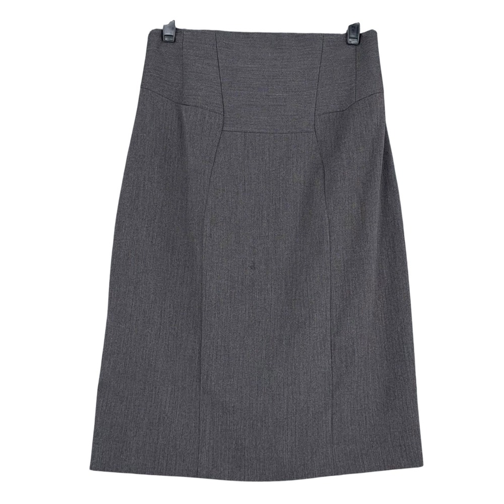 CUE‎ Womens Charcoal Herringbone Midi Pencil Skirt Made in Australia Size 10